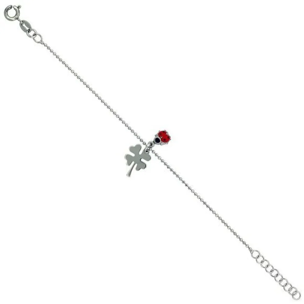 Lady Bug Clover Ball Bead Link Baby Bracelet 5